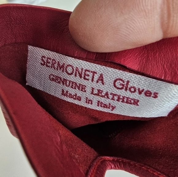 Vintage red leather gloves by Sermoneta, made in Italy - Picture 6 of 10